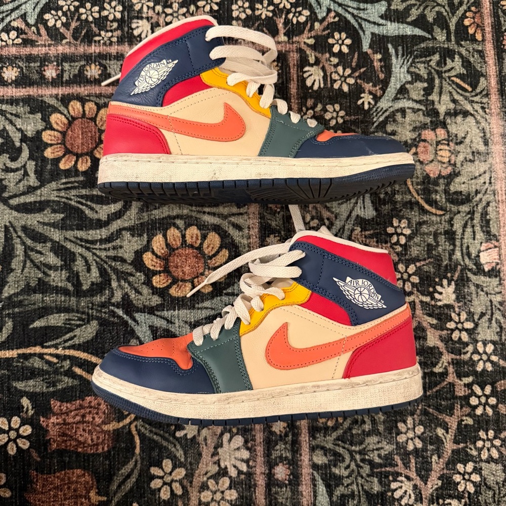 Nike Air Jordan 1 Mid White Navy Orange Teal